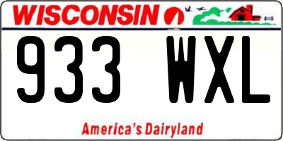 WI license plate 933WXL