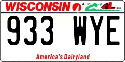 WI license plate 933WYE