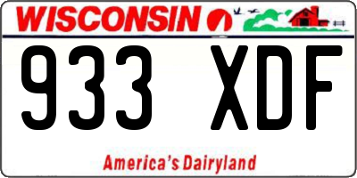 WI license plate 933XDF