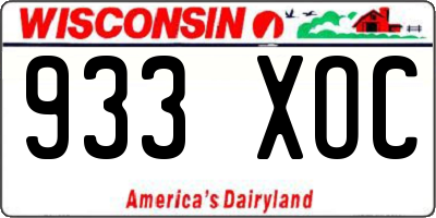 WI license plate 933XOC