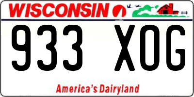 WI license plate 933XOG