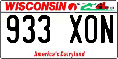 WI license plate 933XON