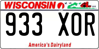 WI license plate 933XOR