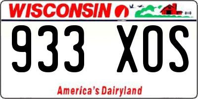 WI license plate 933XOS