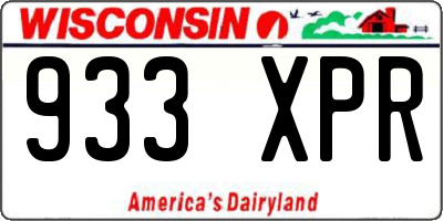 WI license plate 933XPR