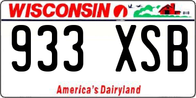 WI license plate 933XSB
