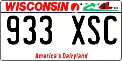WI license plate 933XSC