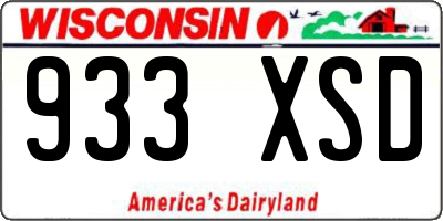 WI license plate 933XSD