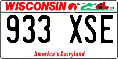 WI license plate 933XSE
