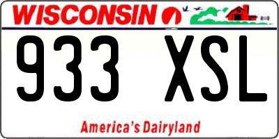 WI license plate 933XSL