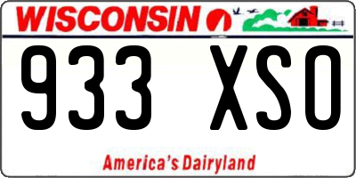 WI license plate 933XSO