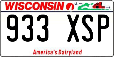 WI license plate 933XSP