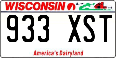 WI license plate 933XST