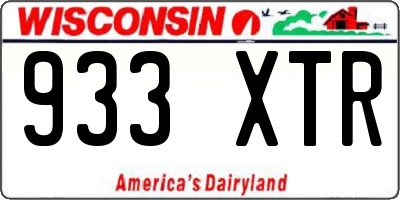 WI license plate 933XTR