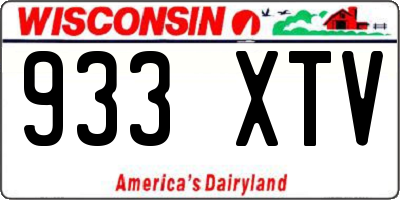 WI license plate 933XTV