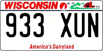 WI license plate 933XUN