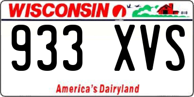 WI license plate 933XVS