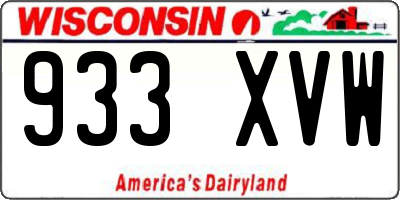 WI license plate 933XVW