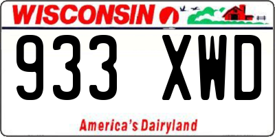 WI license plate 933XWD