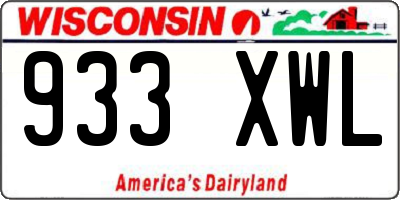 WI license plate 933XWL
