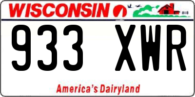 WI license plate 933XWR