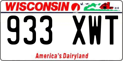 WI license plate 933XWT