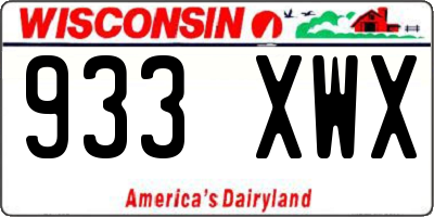 WI license plate 933XWX