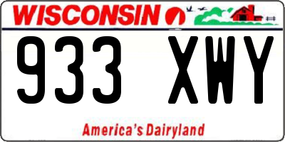 WI license plate 933XWY