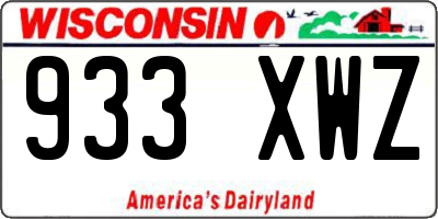 WI license plate 933XWZ