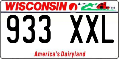 WI license plate 933XXL