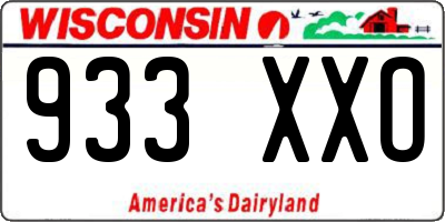 WI license plate 933XXO