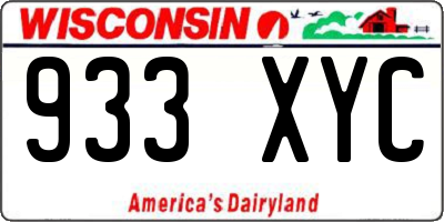 WI license plate 933XYC