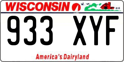 WI license plate 933XYF