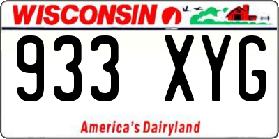 WI license plate 933XYG