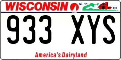 WI license plate 933XYS
