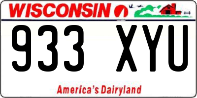 WI license plate 933XYU