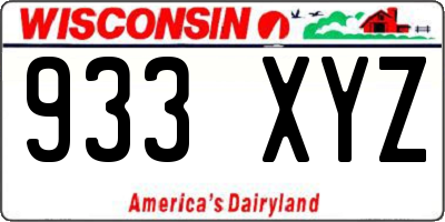 WI license plate 933XYZ