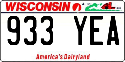 WI license plate 933YEA