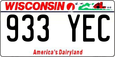 WI license plate 933YEC