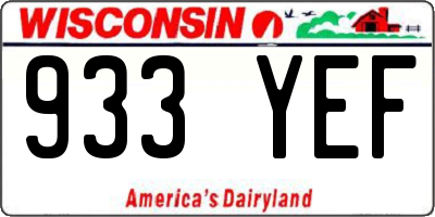 WI license plate 933YEF