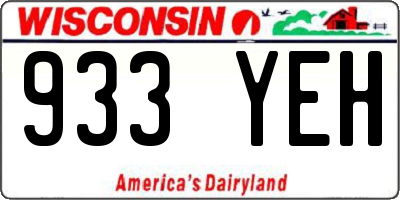 WI license plate 933YEH