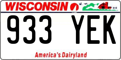 WI license plate 933YEK