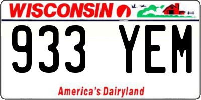 WI license plate 933YEM