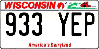 WI license plate 933YEP