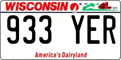 WI license plate 933YER