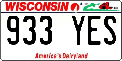 WI license plate 933YES