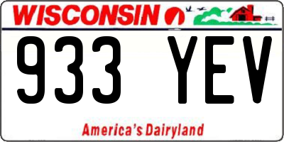 WI license plate 933YEV