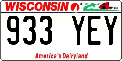 WI license plate 933YEY