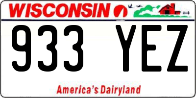 WI license plate 933YEZ
