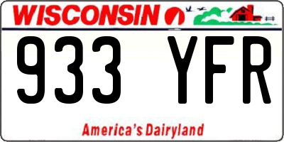 WI license plate 933YFR